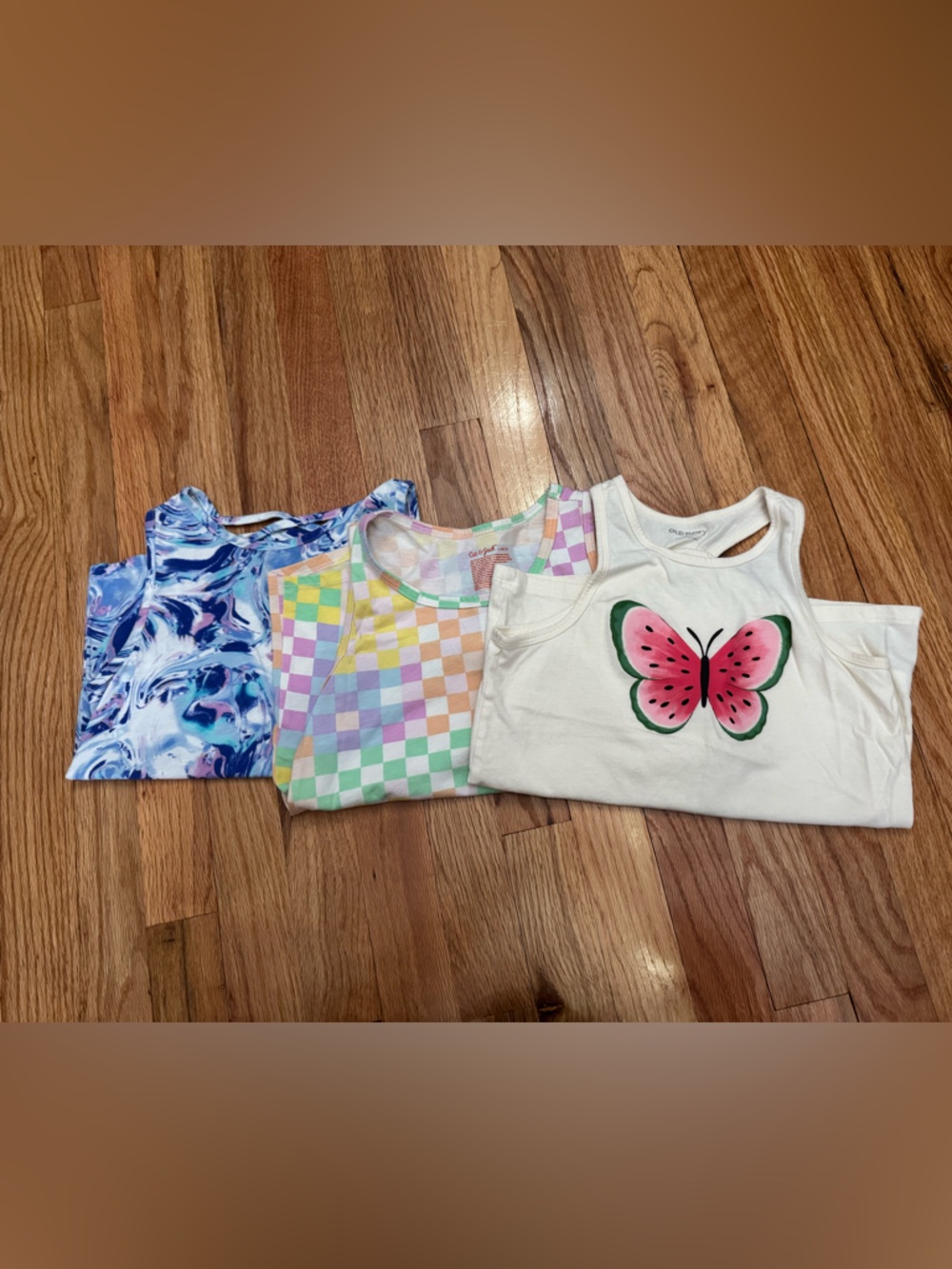 Cat & Jack Girls Tank Top Bundle - White, Blue, Pastel Multi